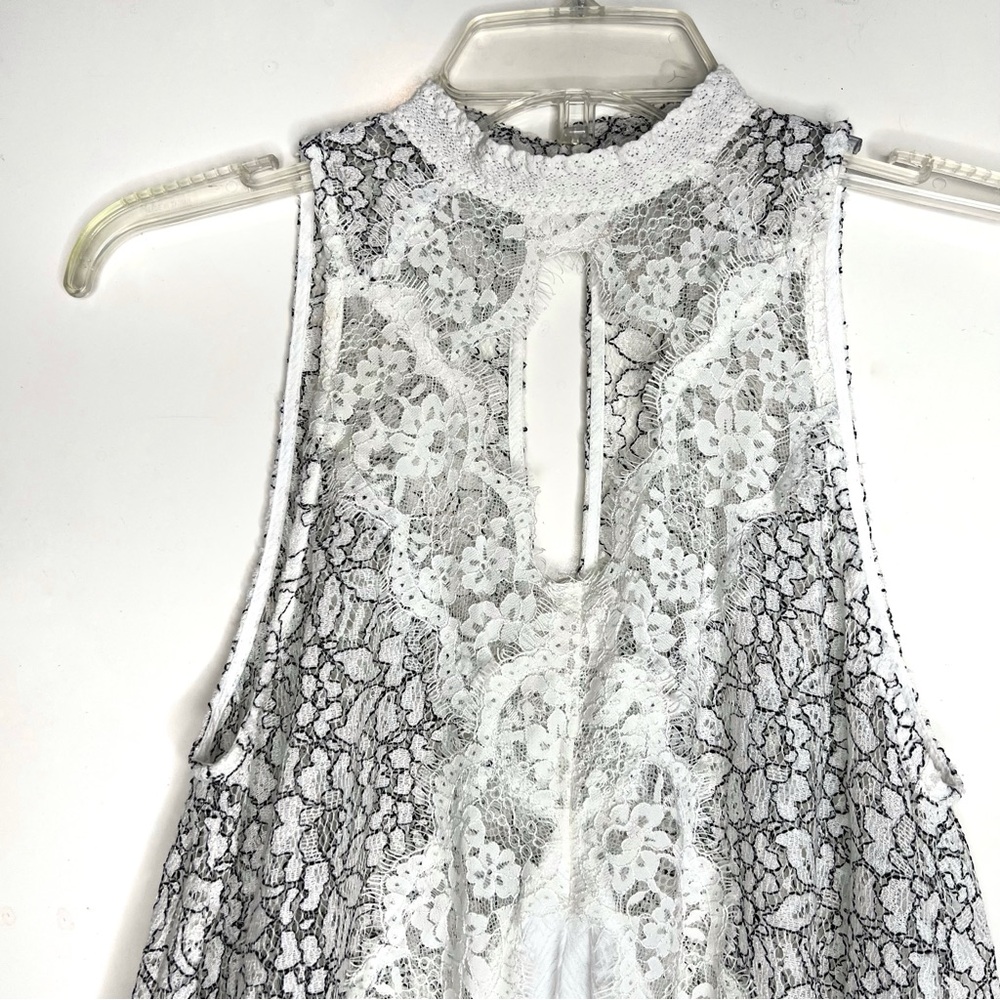 Free People Cross My Heart Lace Tunic Top White Boho Mock Neck XS - Picture 3 of 8